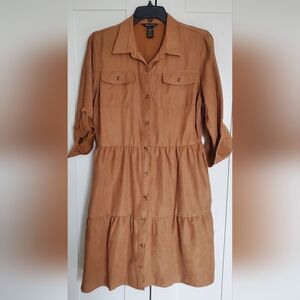 Brown Collar Business Casual Dress | Medium